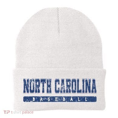 North Carolina Baseball Blue Vintage Text Beanie