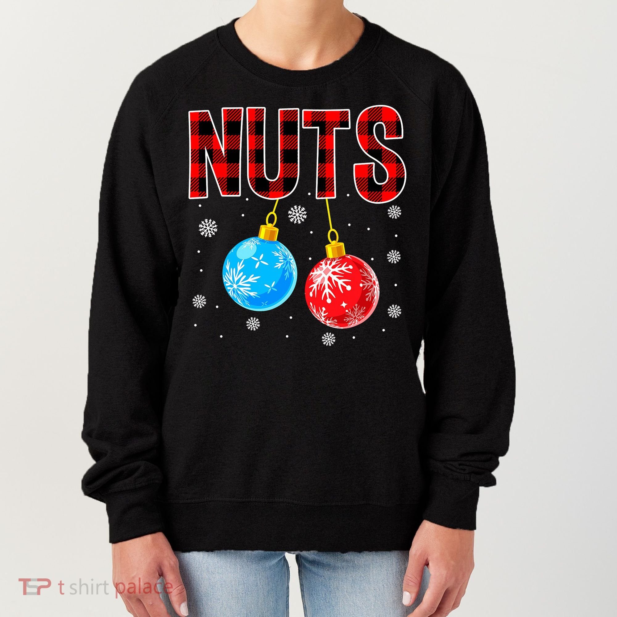 Nuts Chest Christmas Buffalo Plaid Matching Couple Chestnuts Women's Sweatshirt