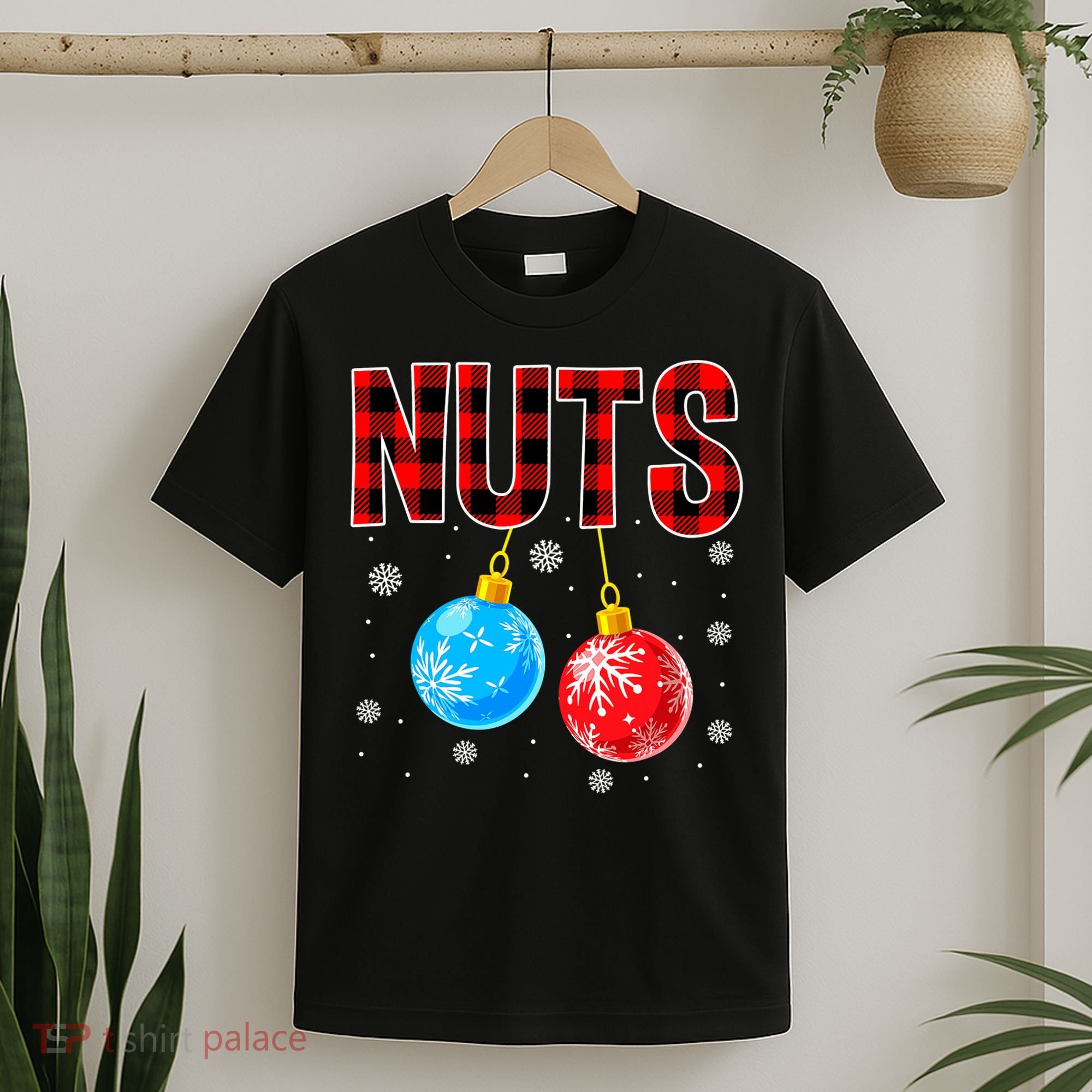 Nuts Chest Christmas Buffalo Plaid Matching Couple Chestnuts T-Shirt
