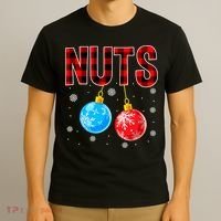 Nuts Chest Christmas Buffalo Plaid Matching Couple Chestnuts T-Shirt thumb 3
