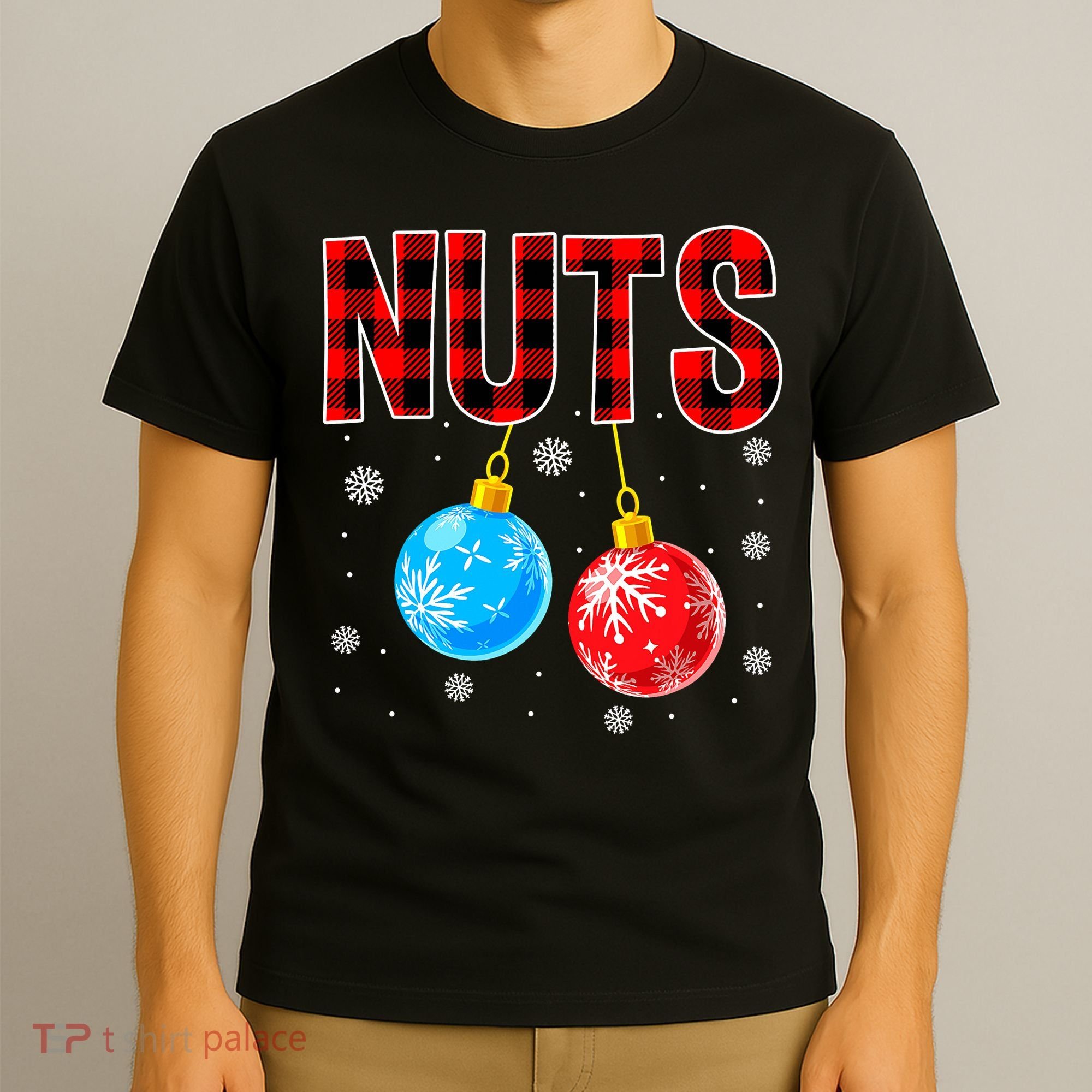 Nuts Chest Christmas Buffalo Plaid Matching Couple Chestnuts T-Shirt