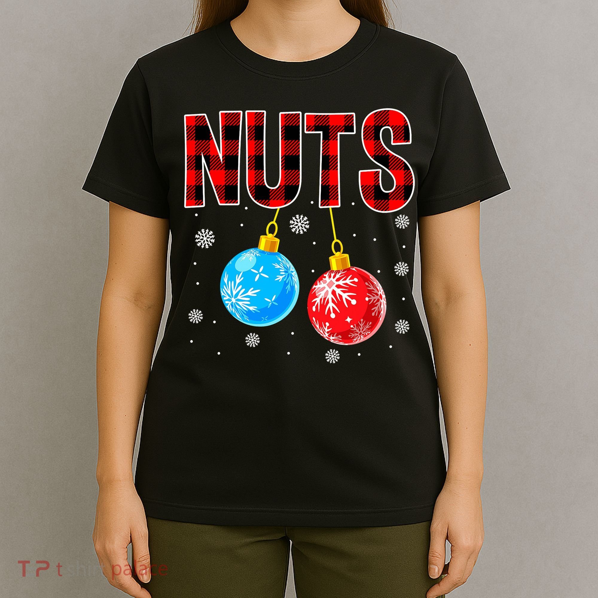 Nuts Chest Christmas Buffalo Plaid Matching Couple Chestnuts T-Shirt