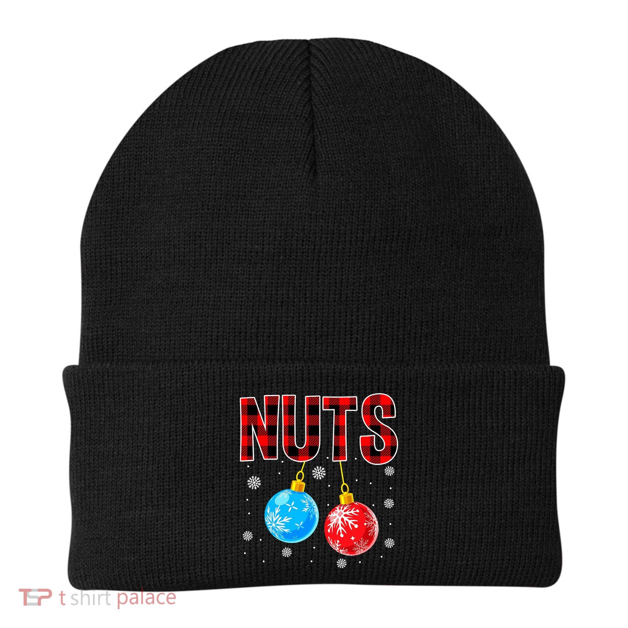 Nuts Chest Christmas Buffalo Plaid Matching Couple Chestnuts Beanie