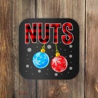 Nuts Chest Christmas Buffalo Plaid Matching Couple Chestnuts Coaster thumb 0