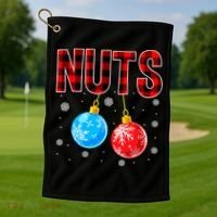 Nuts Chest Christmas Buffalo Plaid Matching Couple Chestnuts Golf Towel thumb 1