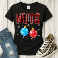 Nuts Chest Christmas Buffalo Plaid Matching Couple Chestnuts Women's T-Shirt thumb 3