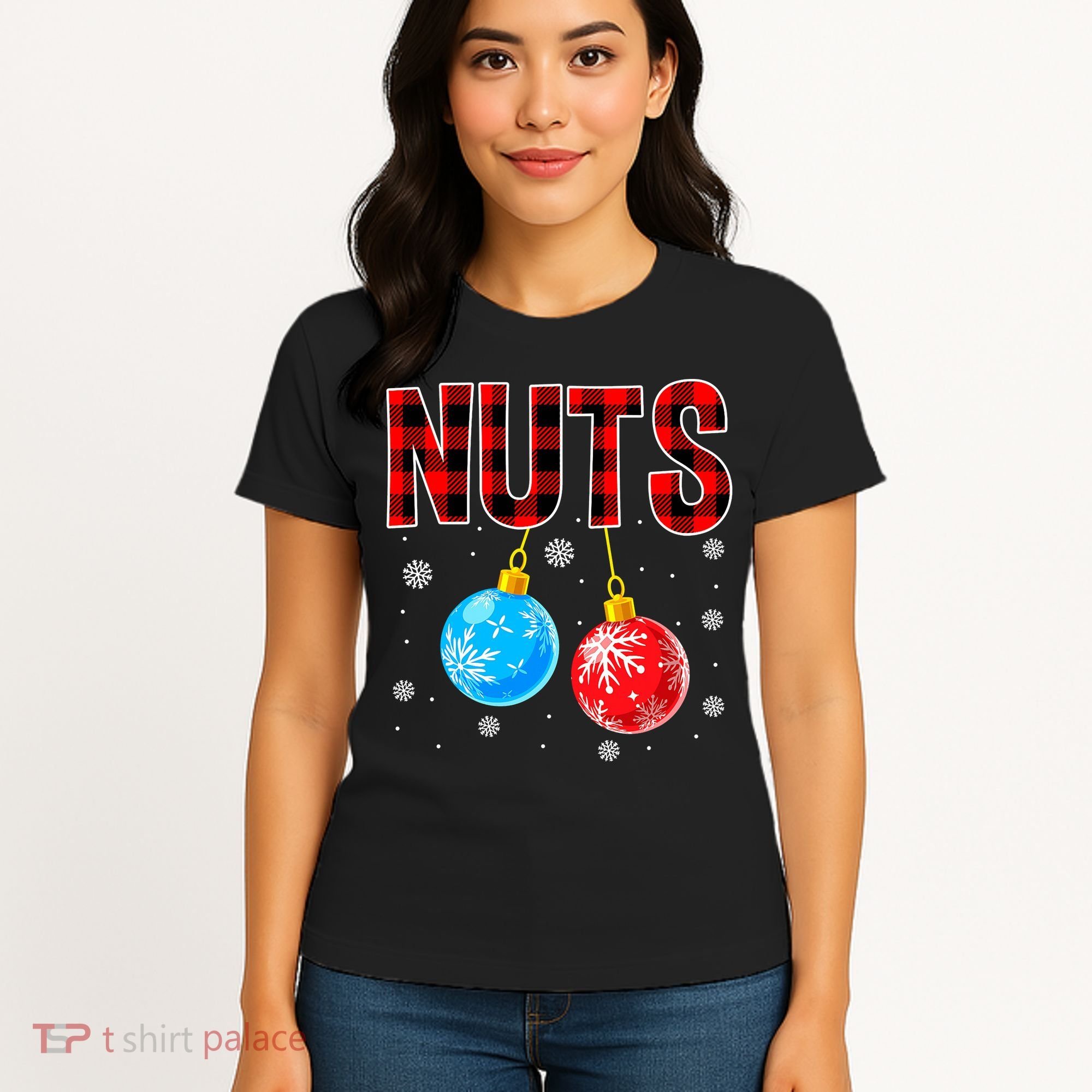 Nuts Chest Christmas Buffalo Plaid Matching Couple Chestnuts Women's T-Shirt
