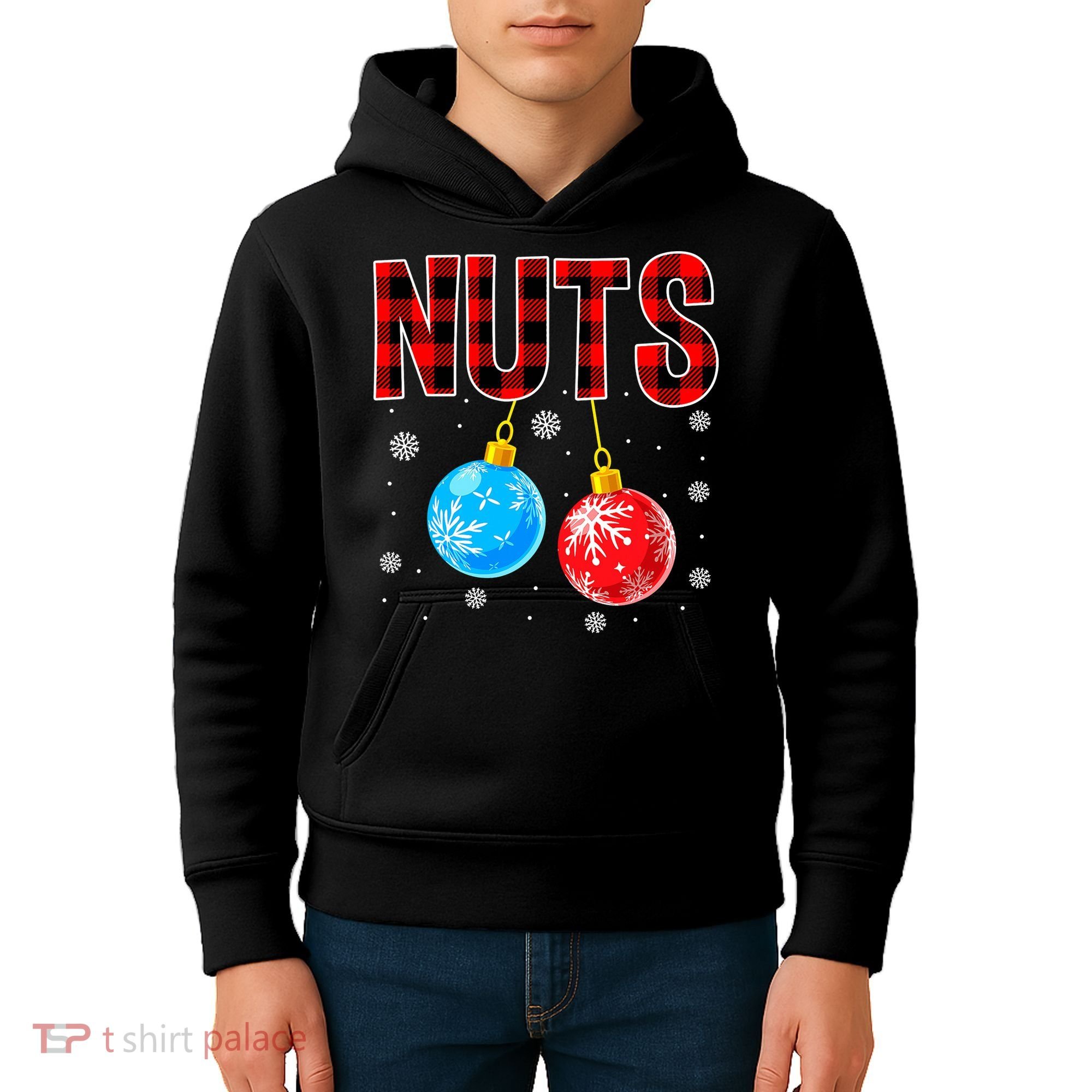 Nuts Chest Christmas Buffalo Plaid Matching Couple Chestnuts Kids Hoodie