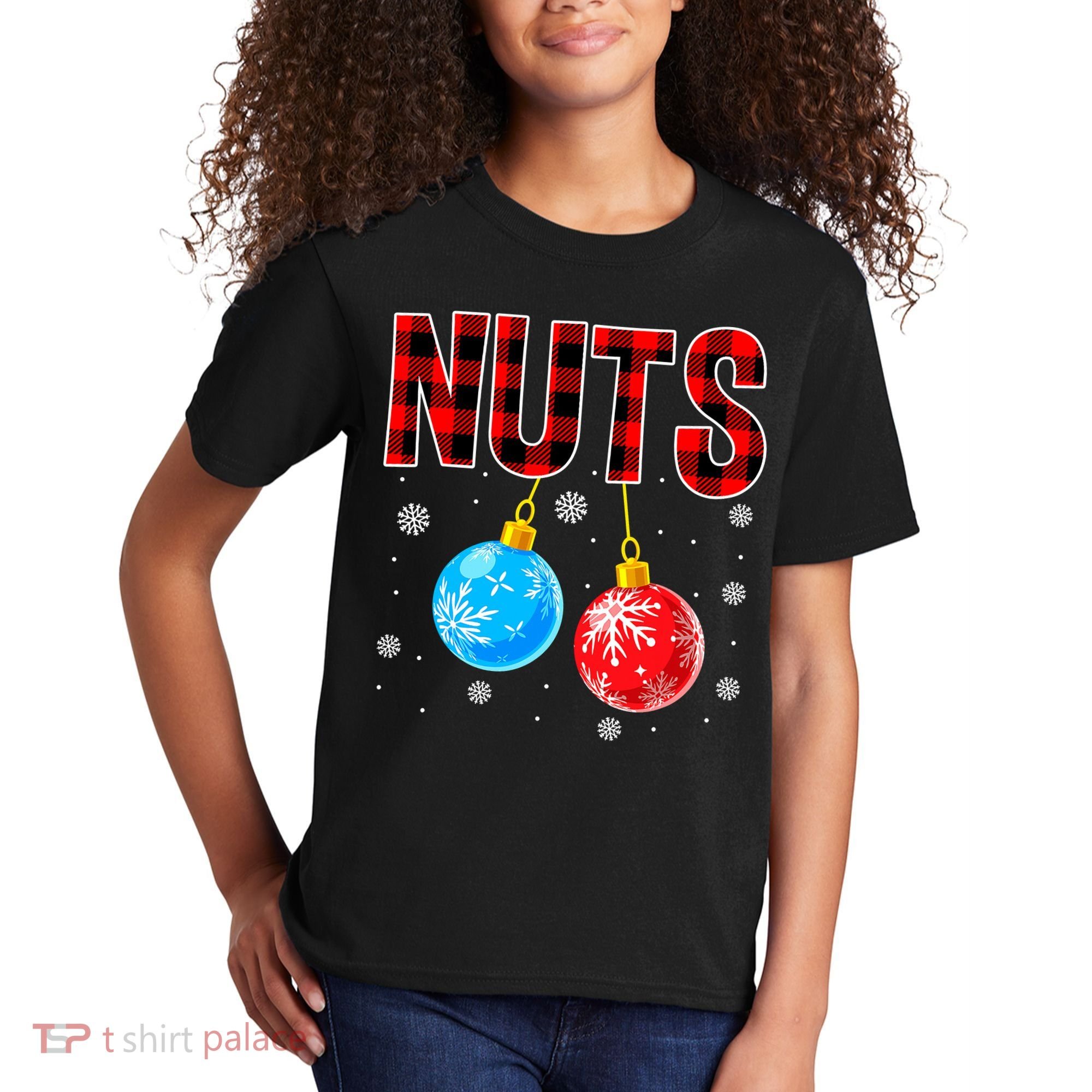 Nuts Chest Christmas Buffalo Plaid Matching Couple Chestnuts Kids T-Shirt