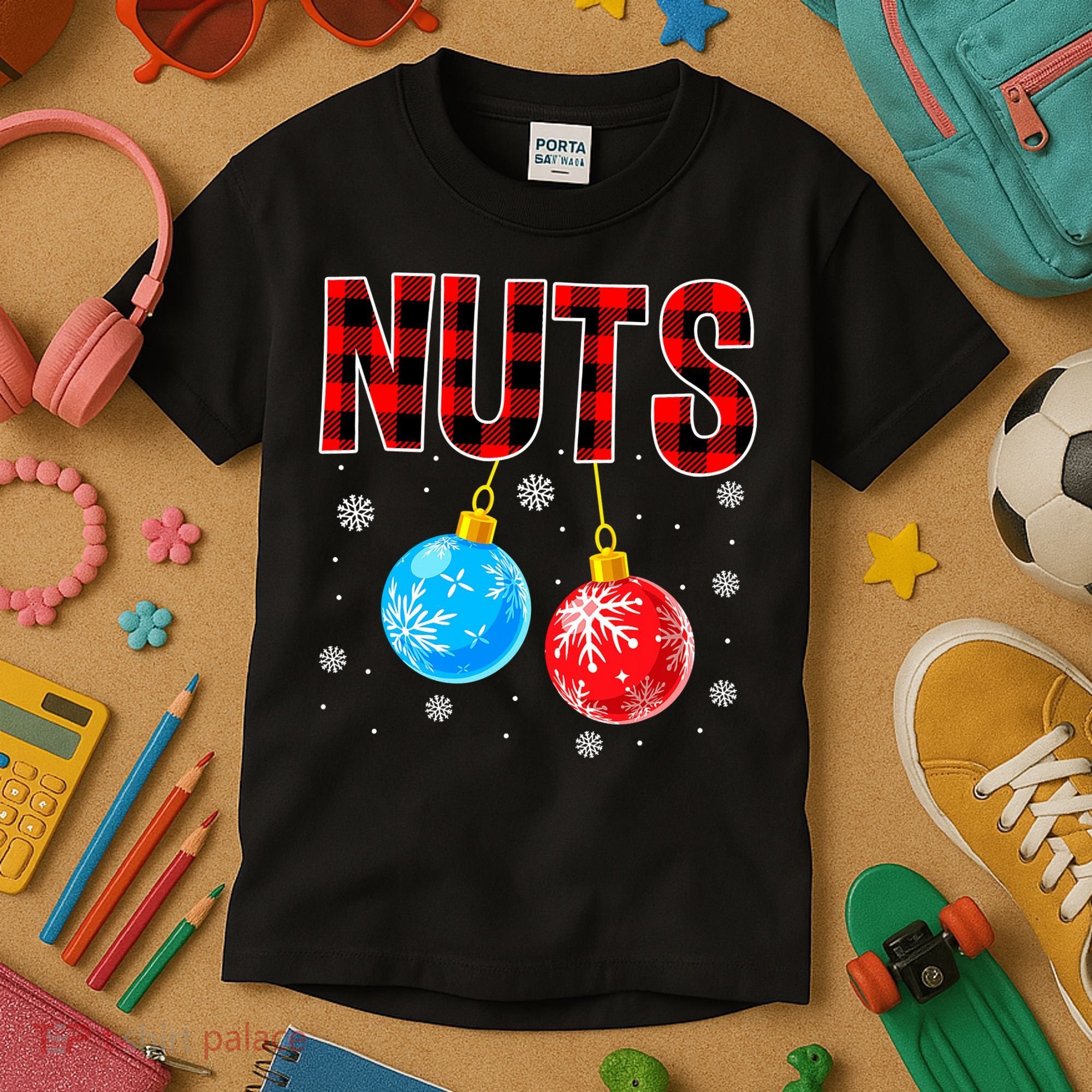 Nuts Chest Christmas Buffalo Plaid Matching Couple Chestnuts Kids T-Shirt
