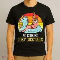 No Cookies Cocktails Santa Summer Christmas In July Xmas T-Shirt thumb 3