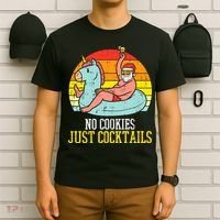 No Cookies Cocktails Santa Summer Christmas In July Xmas T-Shirt thumb 6