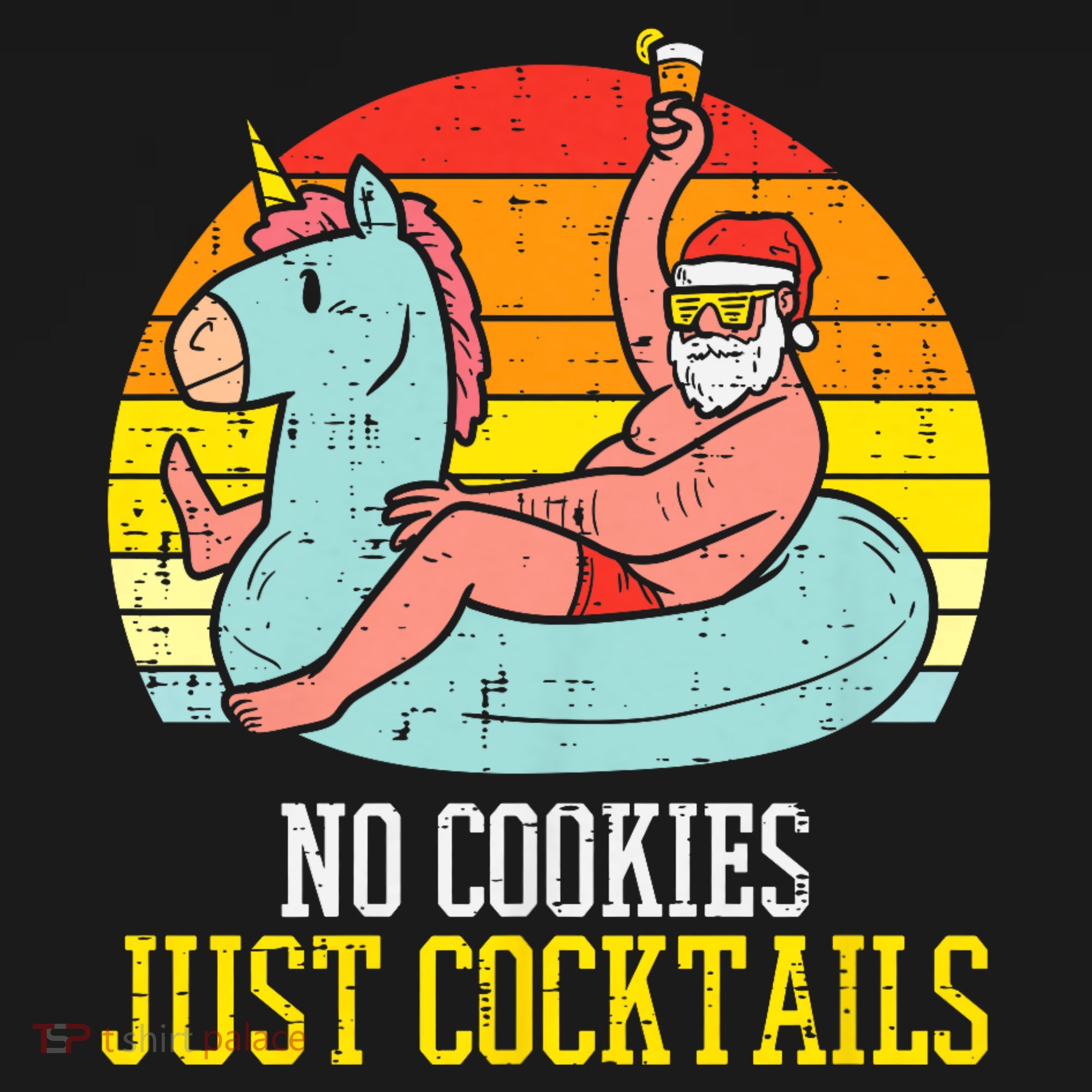 No Cookies Cocktails Santa Summer Christmas In July Xmas T-Shirt