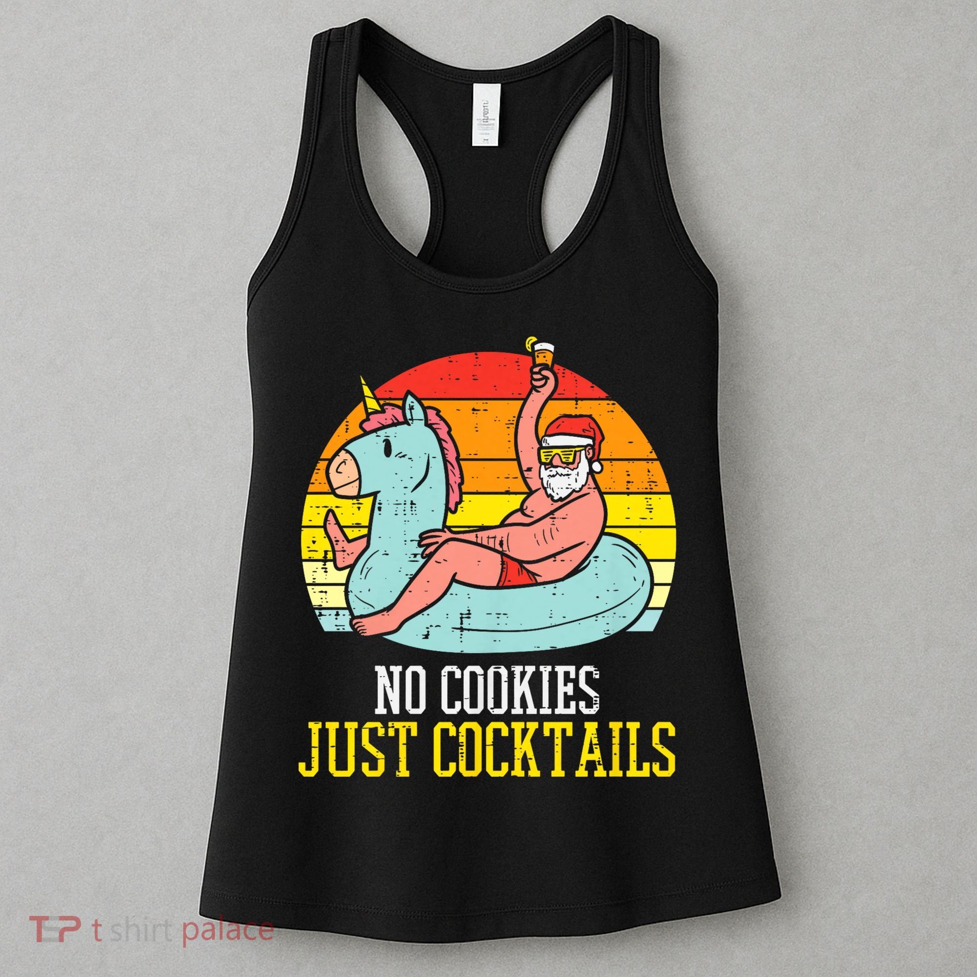 No Cookies Cocktails Santa Summer Christmas In July Xmas Women's Tank Top