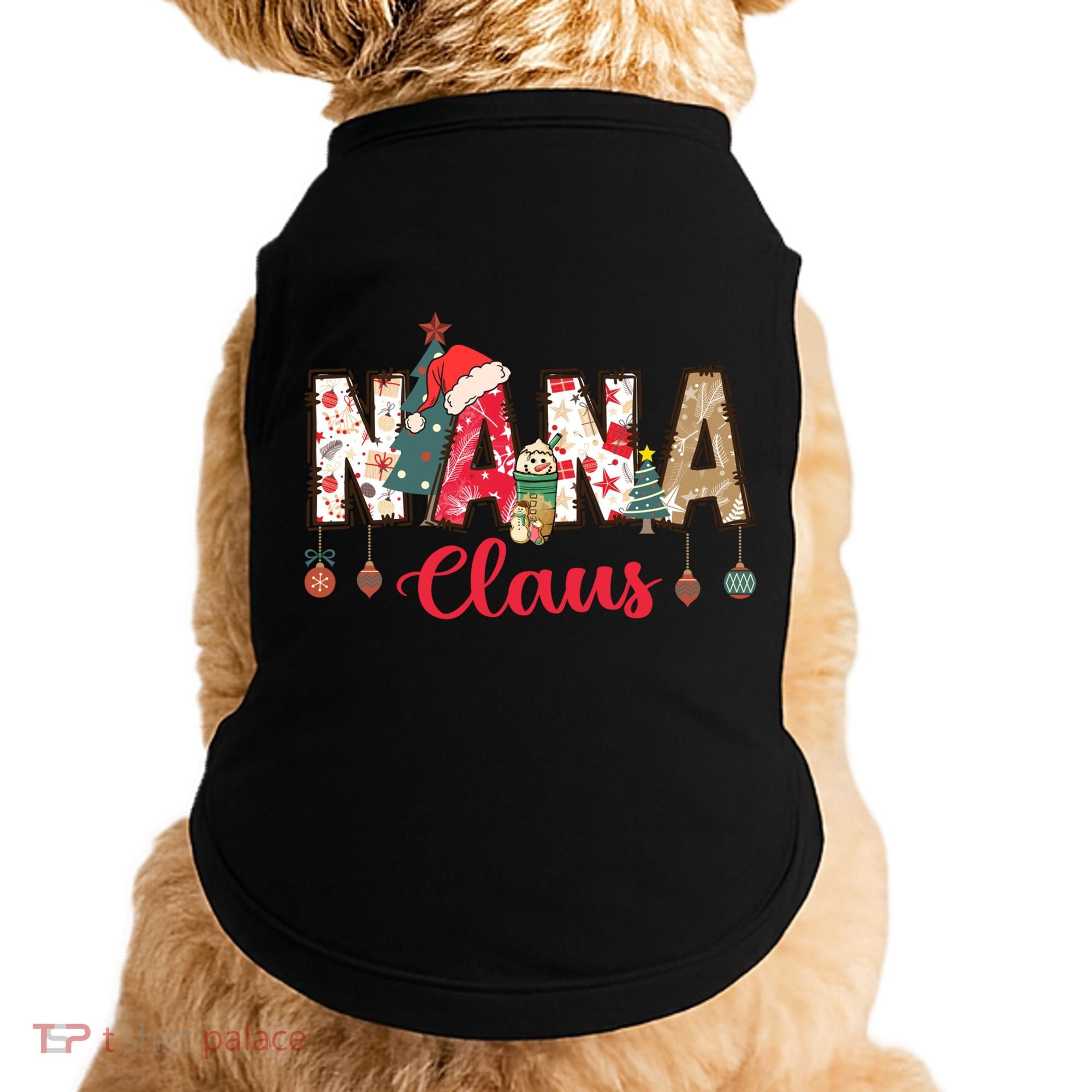 Nana Claus Christmas Family Matching Xmas Light Tree Gift Doggie Tank