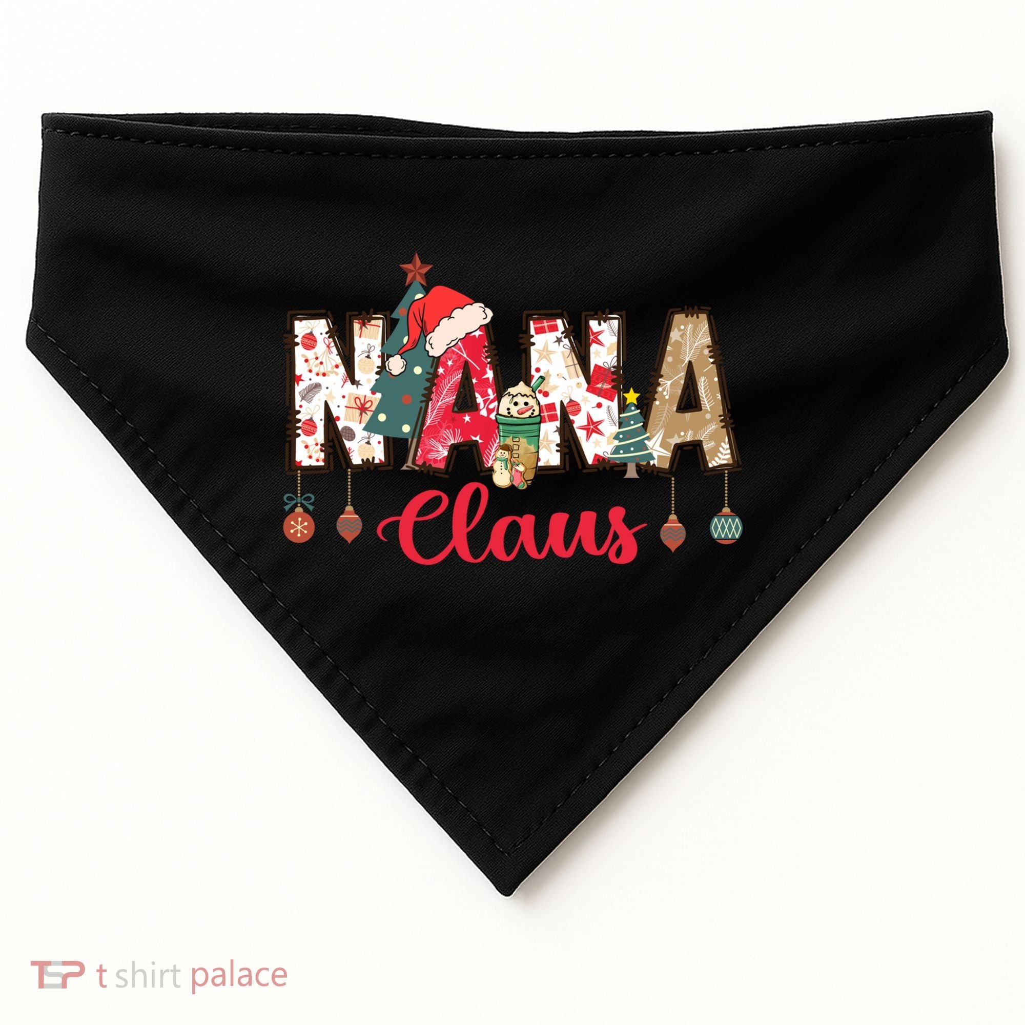 Nana Claus Christmas Family Matching Xmas Light Tree Gift USA-Made Doggie Bandana