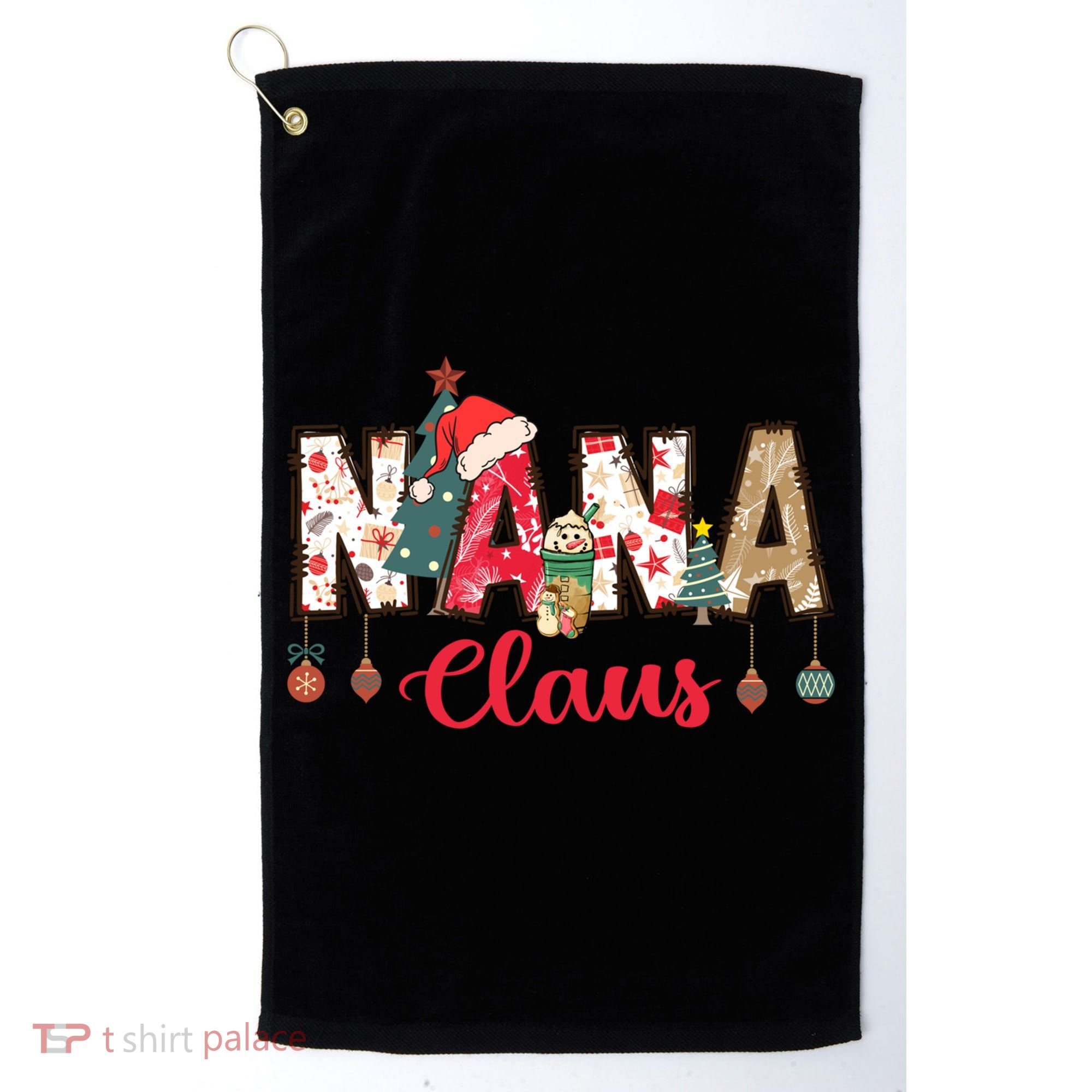 Nana Claus Christmas Family Matching Xmas Light Tree Gift Golf Towel