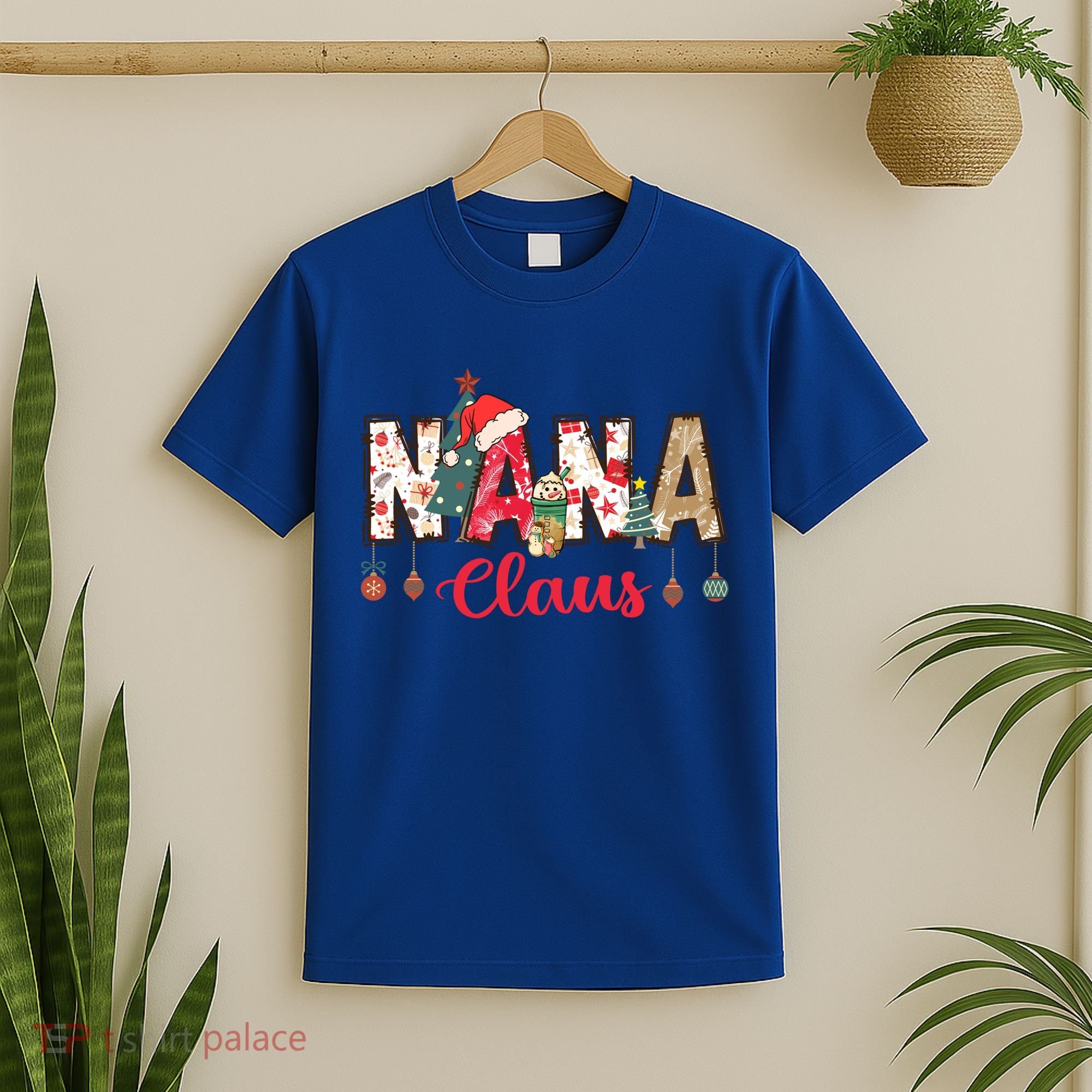 Nana Claus Christmas Family Matching Xmas Light Tree Gift T-Shirt