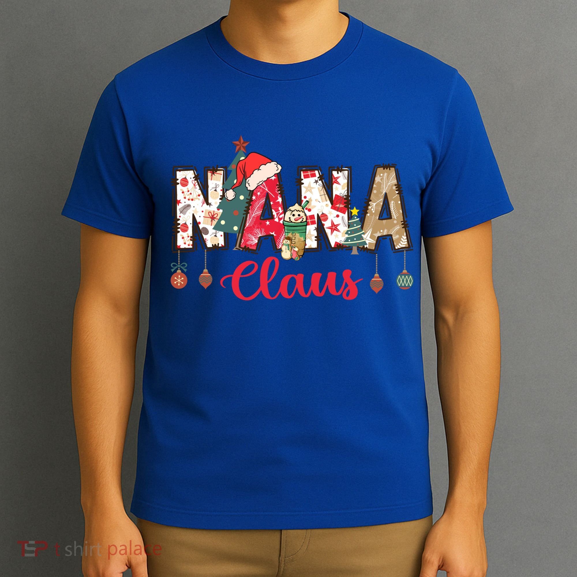 Nana Claus Christmas Family Matching Xmas Light Tree Gift T-Shirt