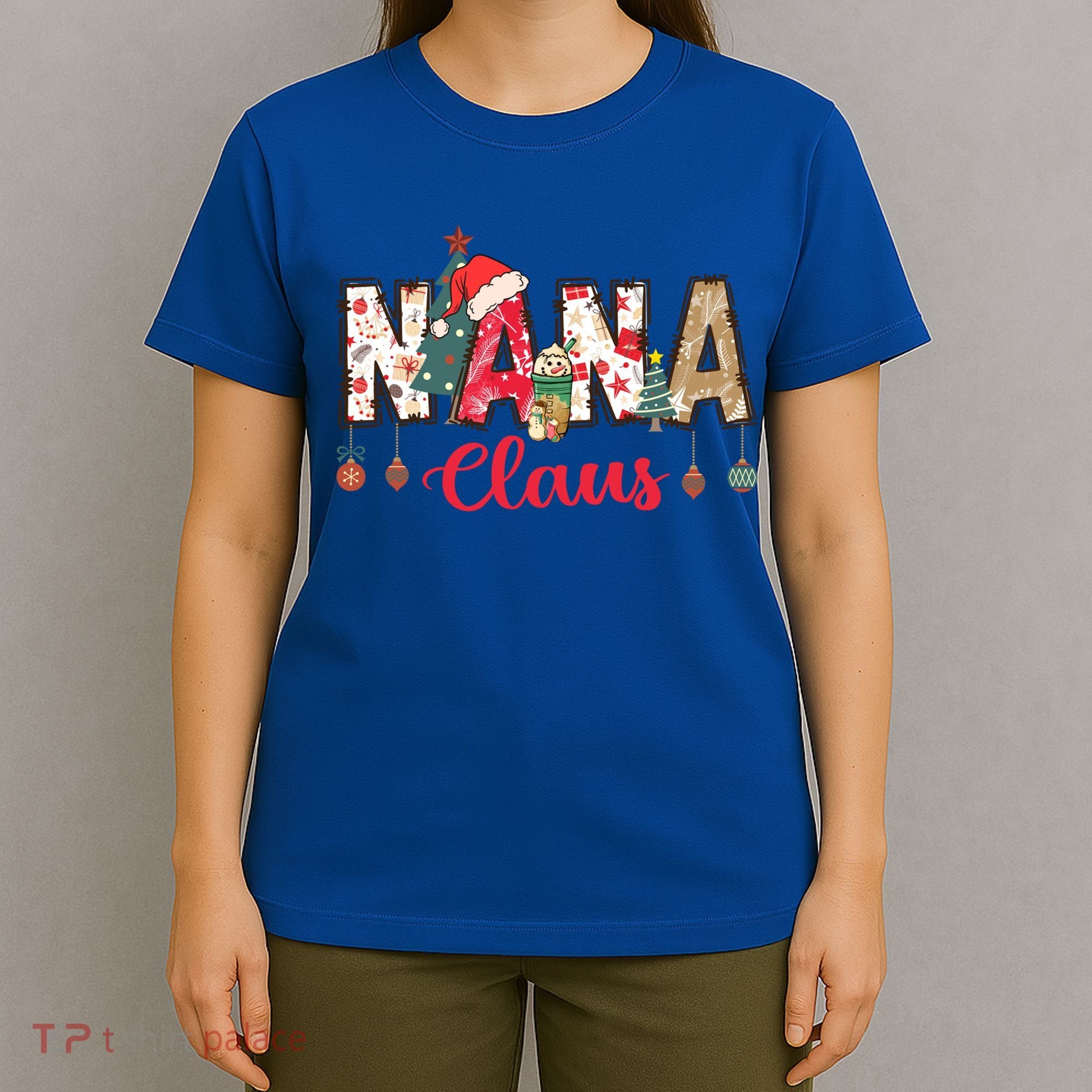Nana Claus Christmas Family Matching Xmas Light Tree Gift T-Shirt