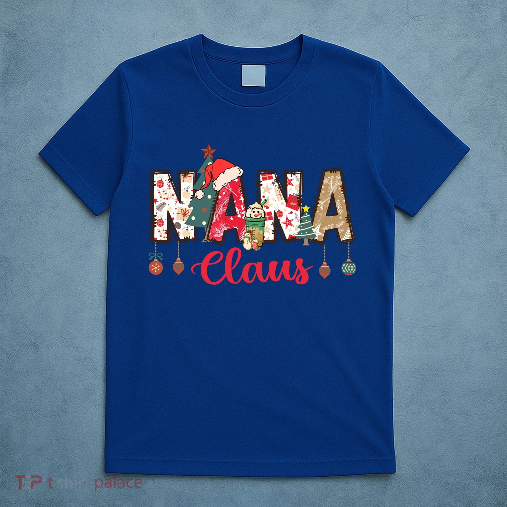 Nana Claus Christmas Family Matching Xmas Light Tree Gift T-Shirt