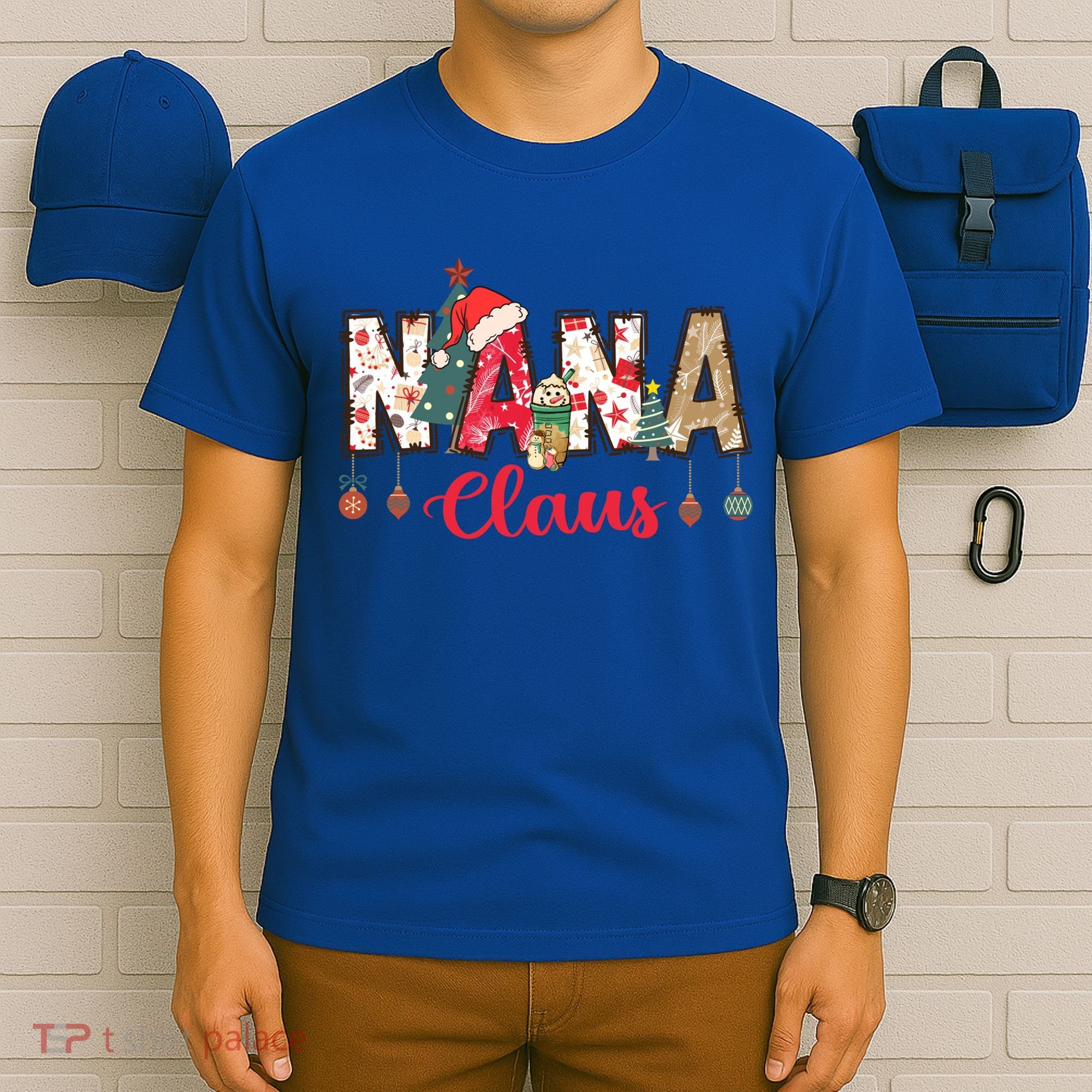 Nana Claus Christmas Family Matching Xmas Light Tree Gift T-Shirt