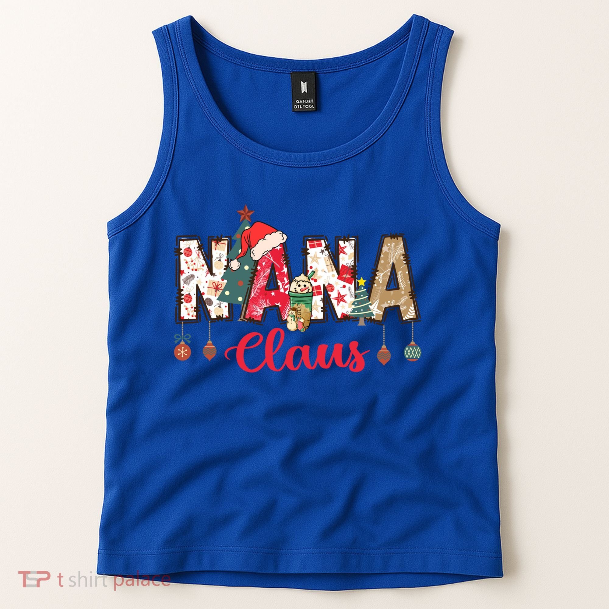 Nana Claus Christmas Family Matching Xmas Light Tree Gift Tank Top
