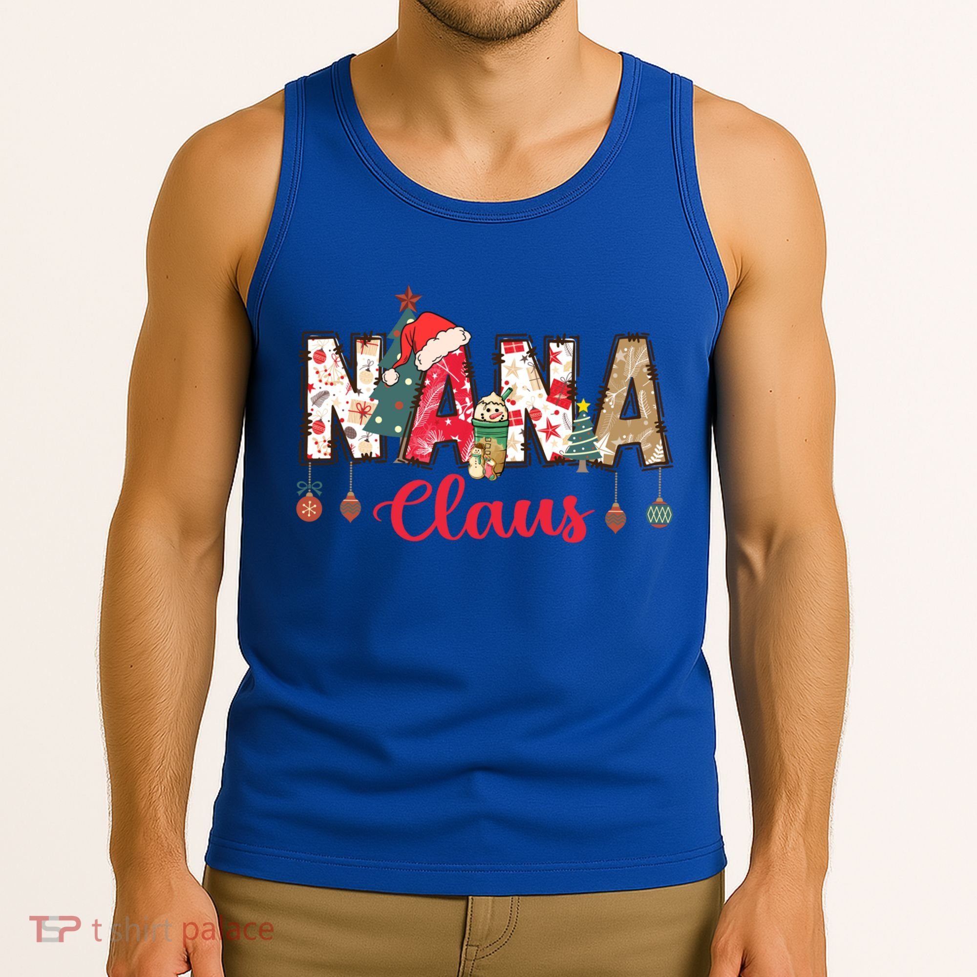 Nana Claus Christmas Family Matching Xmas Light Tree Gift Tank Top
