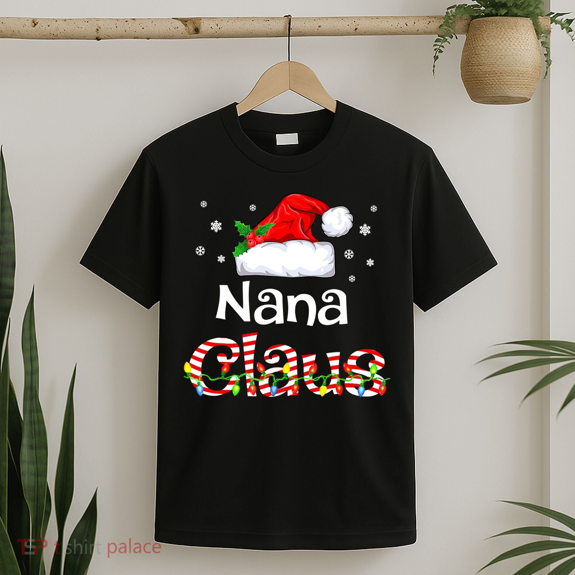 Nana Claus Christmas Family Matching Xmas Light Tree T-Shirt