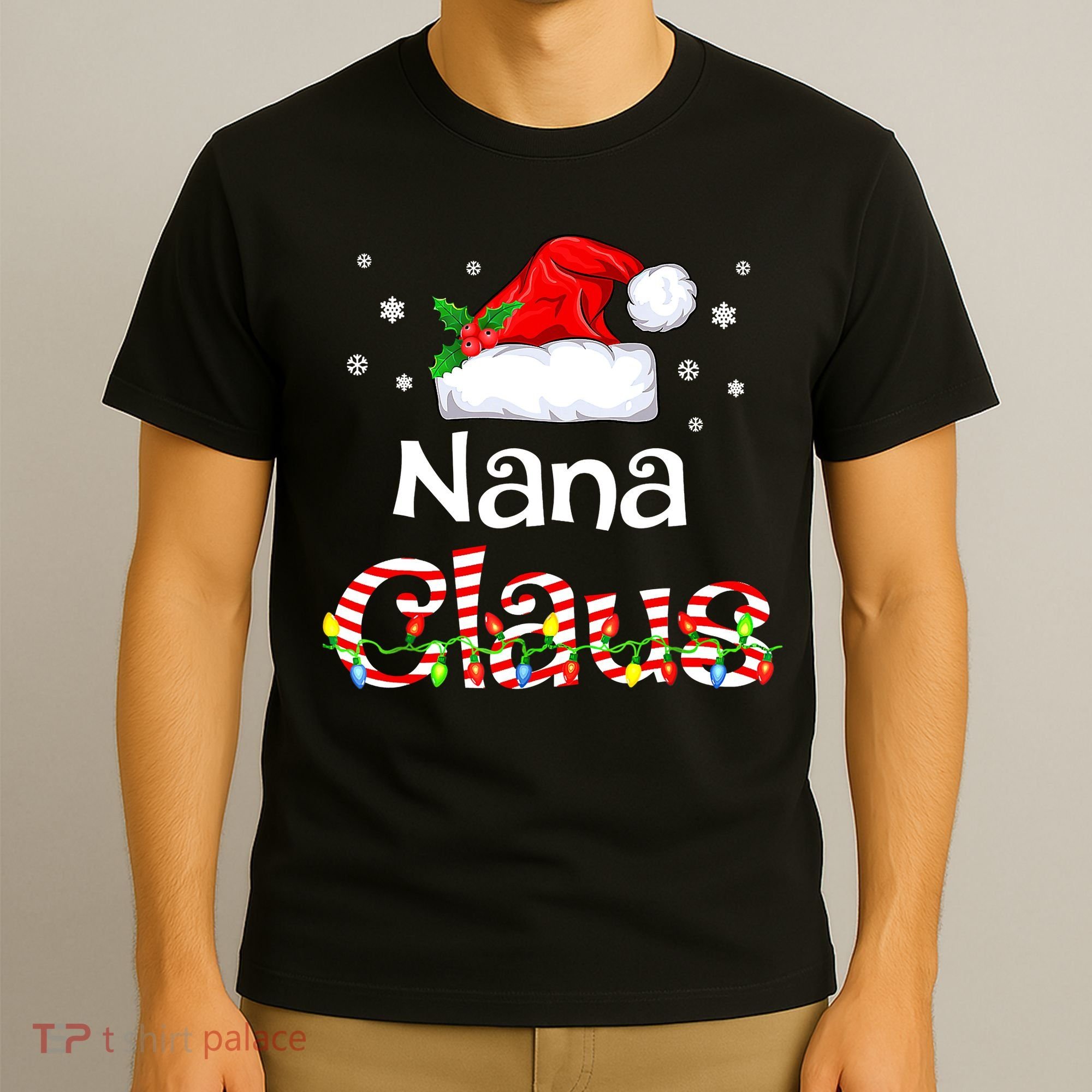 Nana Claus Christmas Family Matching Xmas Light Tree T-Shirt