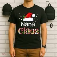 Nana Claus Christmas Family Matching Xmas Light Tree T-Shirt thumb 6