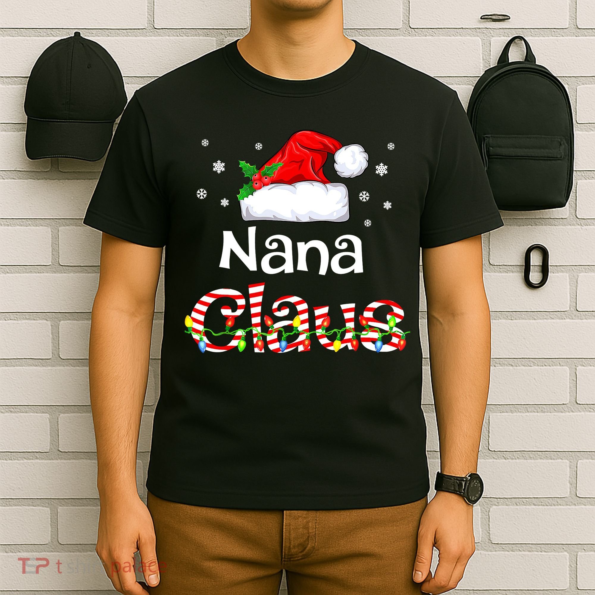 Nana Claus Christmas Family Matching Xmas Light Tree T-Shirt