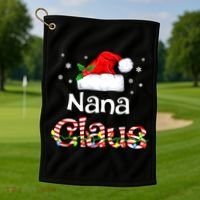 Nana Claus Christmas Family Matching Xmas Light Tree Golf Towel thumb 1
