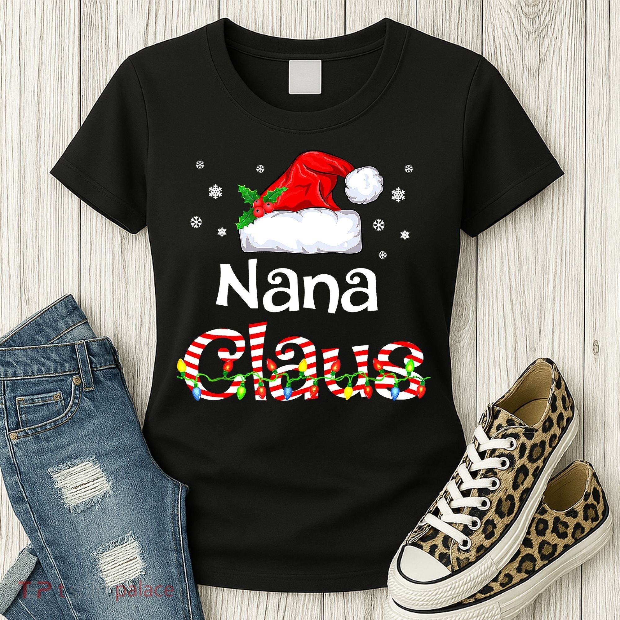 Nana Claus Christmas Family Matching Xmas Light Tree Women's T-Shirt