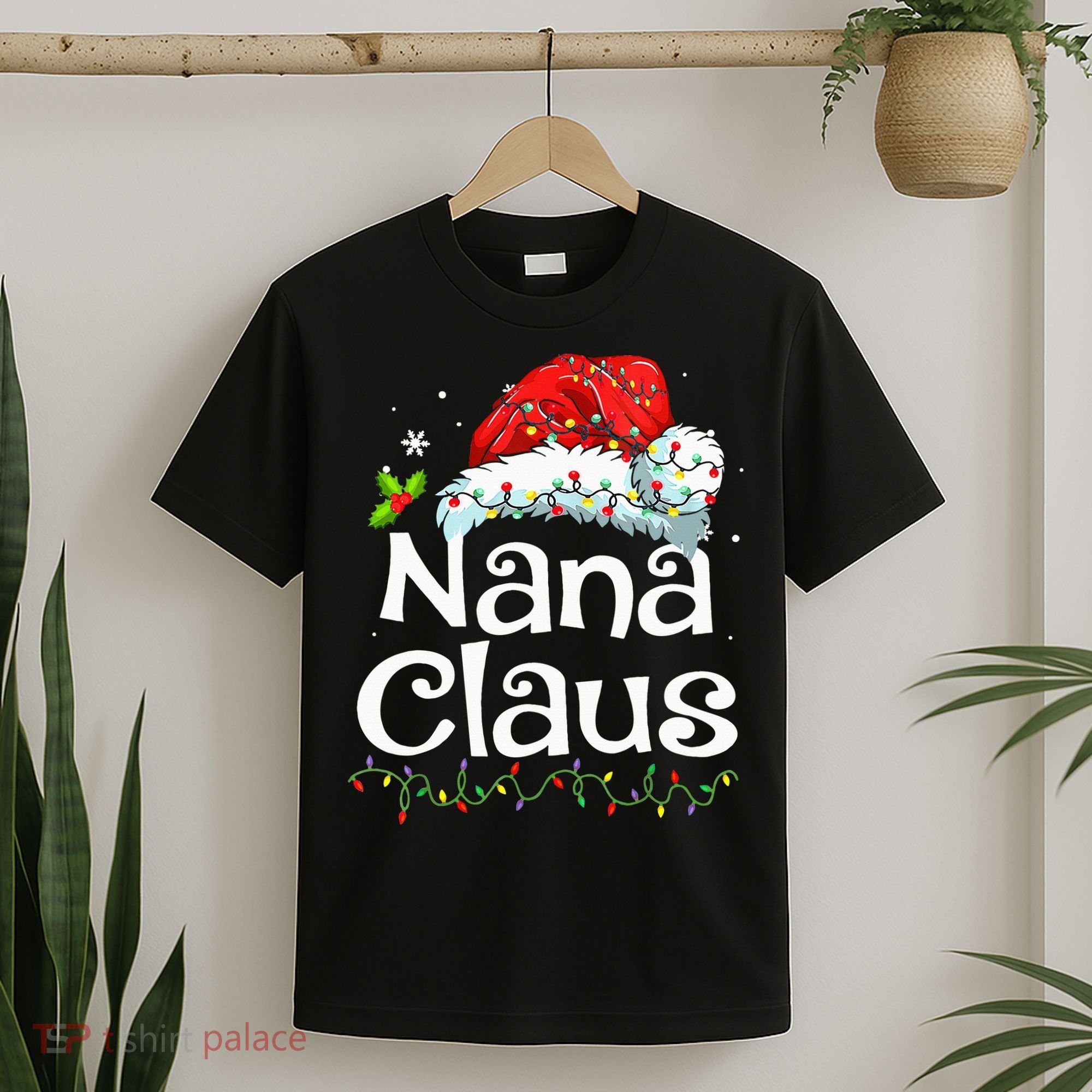 Nana Claus Christmas Pajama Family Matching Xmas Light T-Shirt