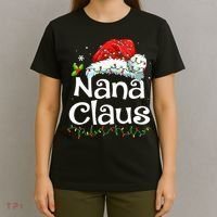 Nana Claus Christmas Pajama Family Matching Xmas Light T-Shirt thumb 4