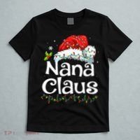 Nana Claus Christmas Pajama Family Matching Xmas Light T-Shirt thumb 5