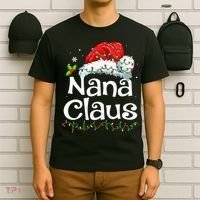 Nana Claus Christmas Pajama Family Matching Xmas Light T-Shirt thumb 6