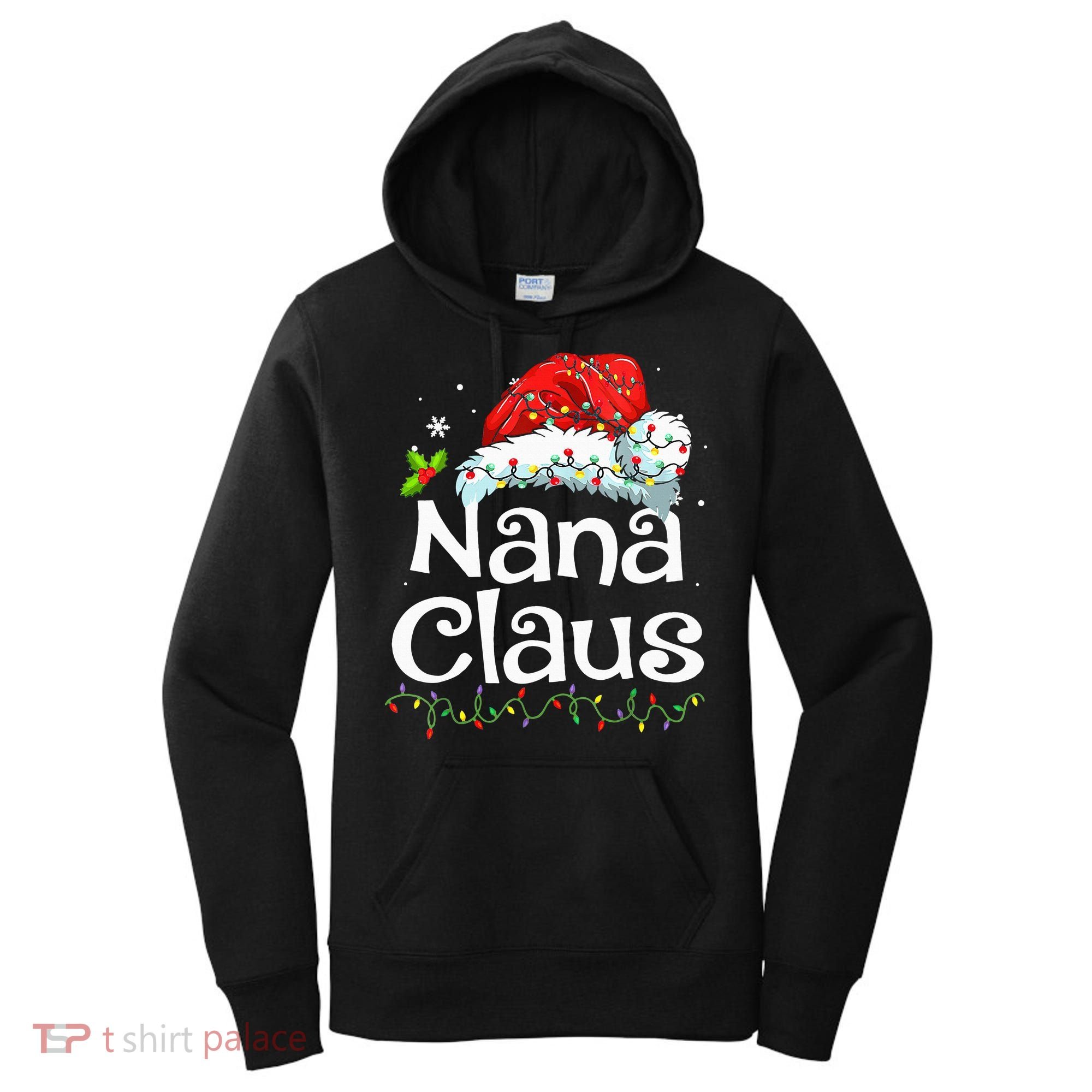 Nana Claus Christmas Pajama Family Matching Xmas Light Women's Hoodie