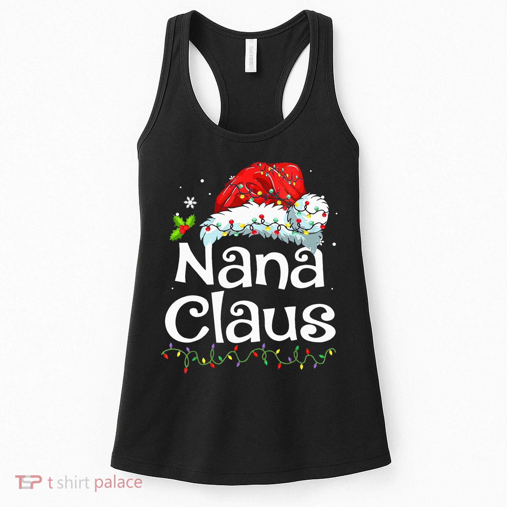 Nana Claus Christmas Pajama Family Matching Xmas Light Women's Tank Top