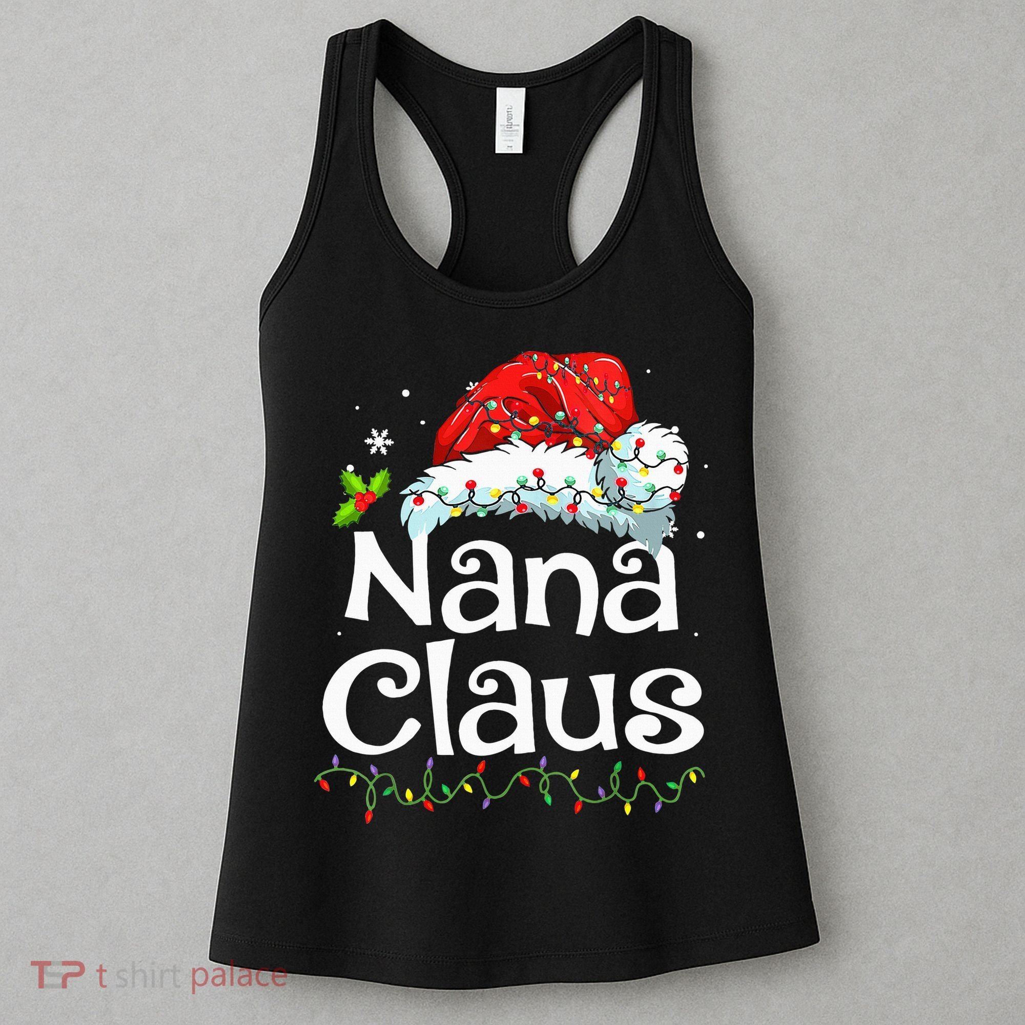 Nana Claus Christmas Pajama Family Matching Xmas Light Women's Tank Top