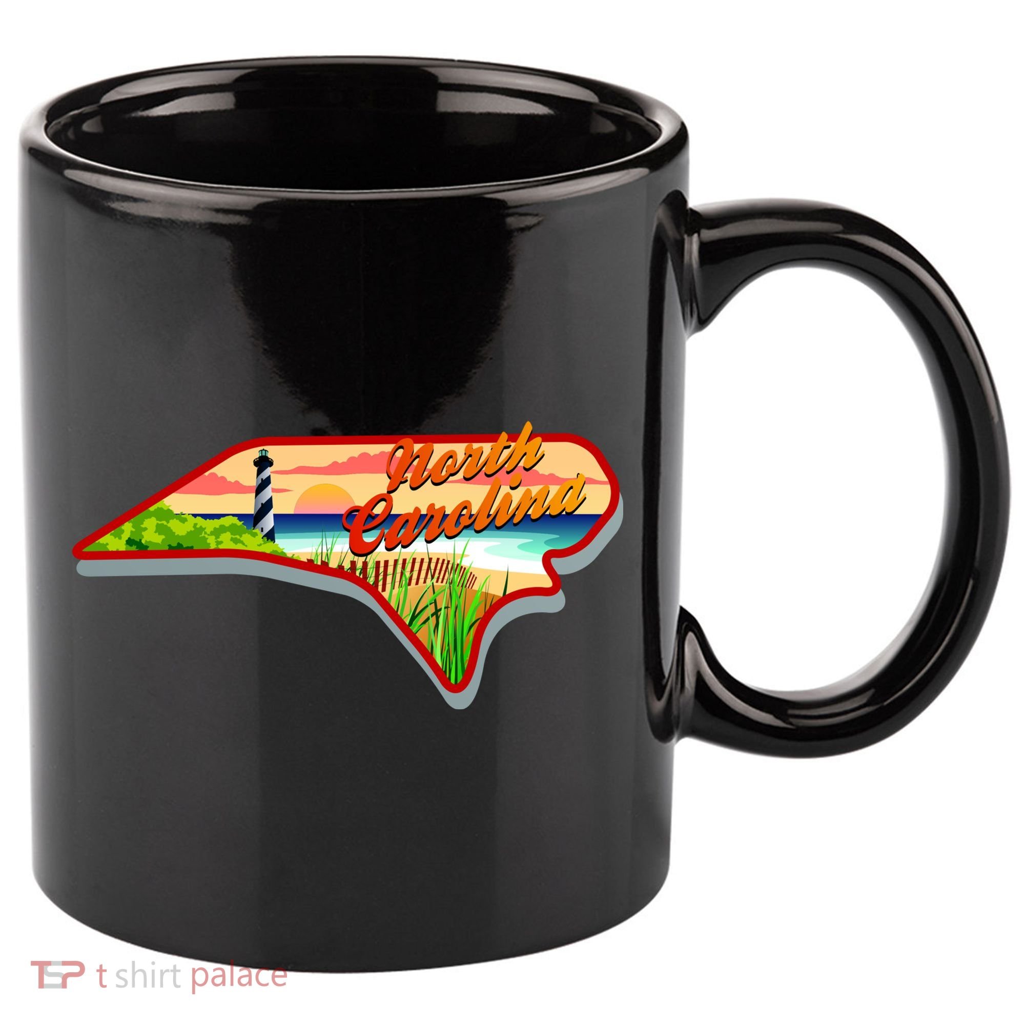 North Carolina Cartoon Illustration 11oz C Handle Ceramic Mug