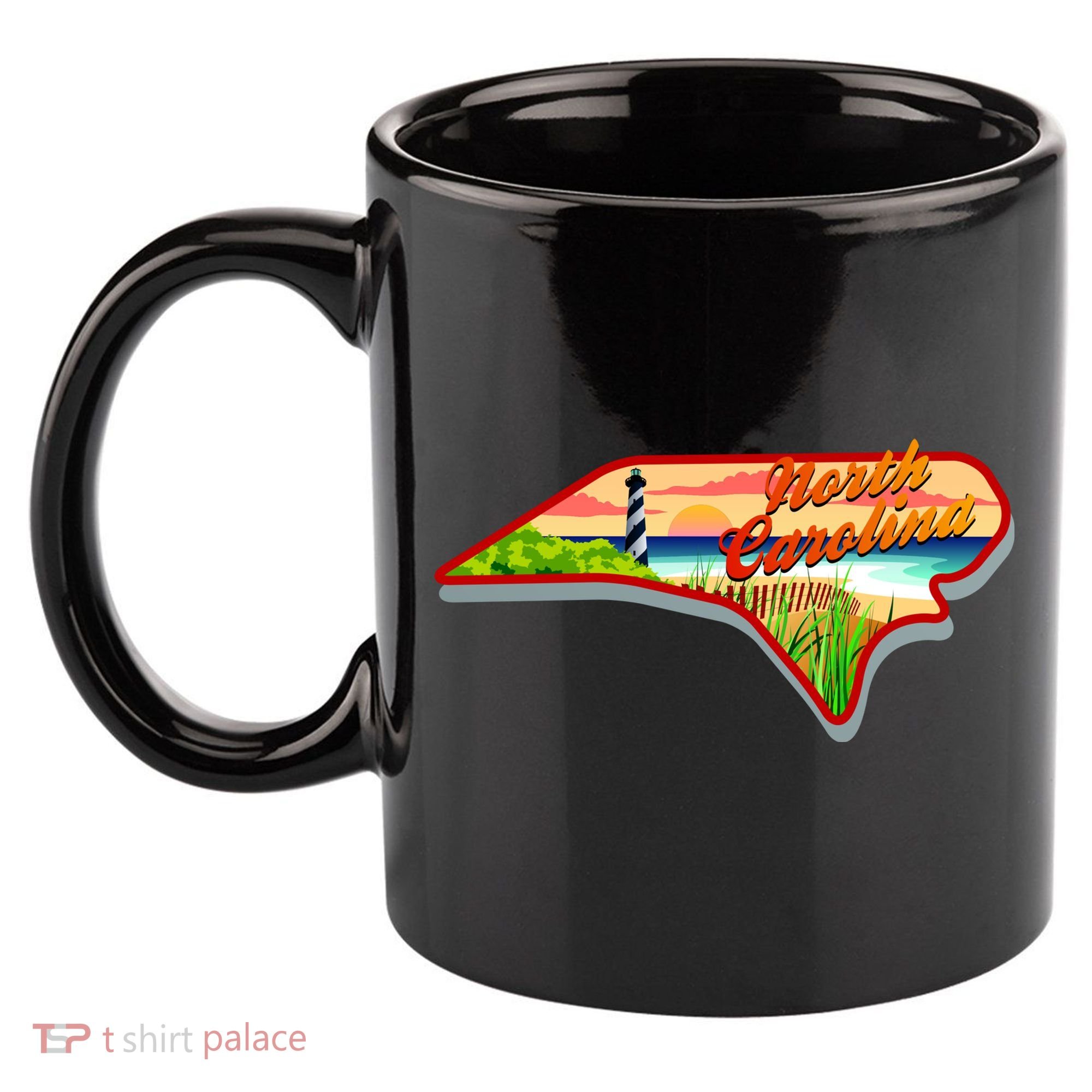 North Carolina Cartoon Illustration 11oz C Handle Ceramic Mug