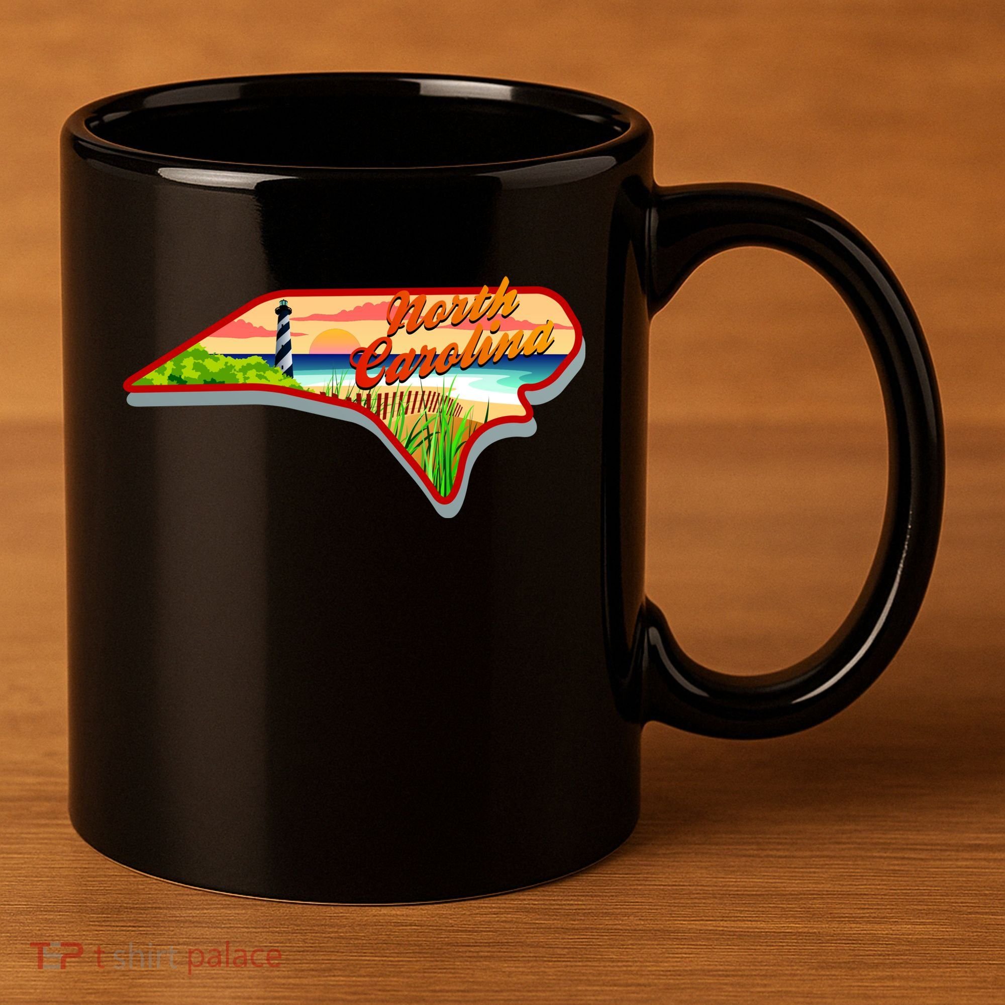 North Carolina Cartoon Illustration 11oz C Handle Ceramic Mug