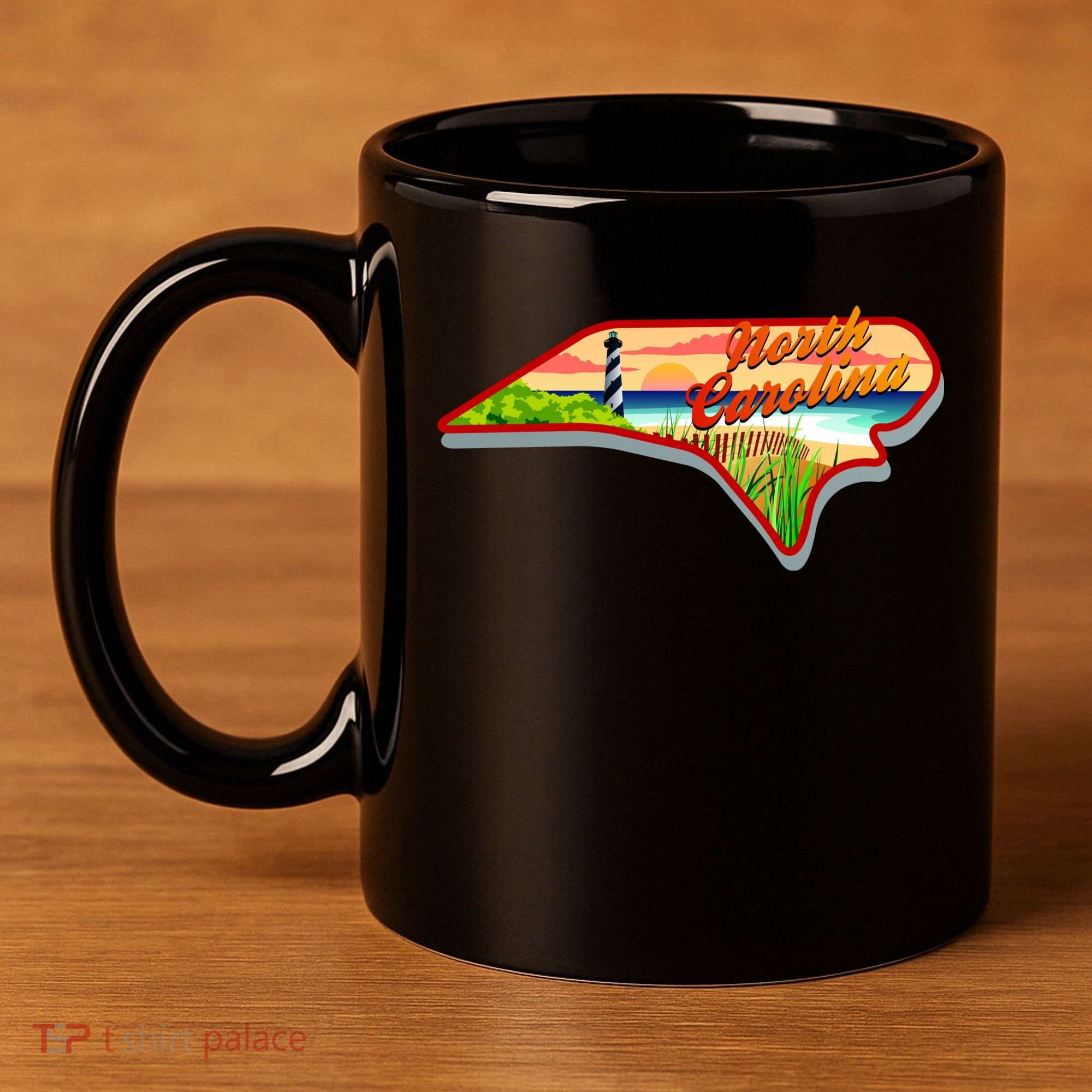 North Carolina Cartoon Illustration 11oz C Handle Ceramic Mug