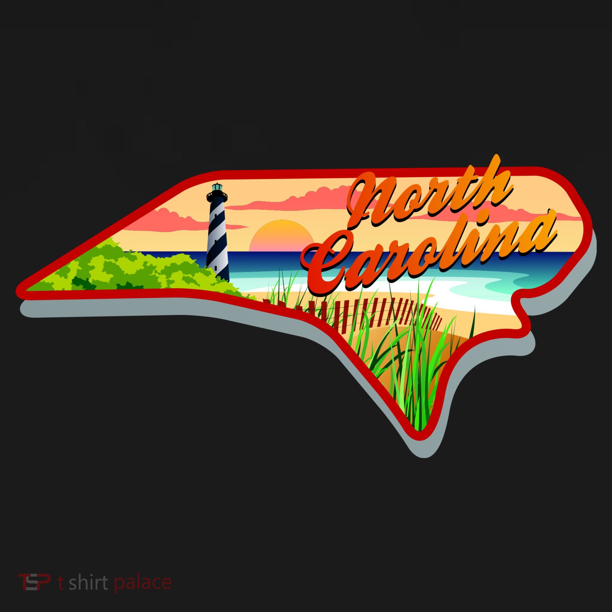 North Carolina Cartoon Illustration Ladies PosiCharge Competitor Racerback Tank