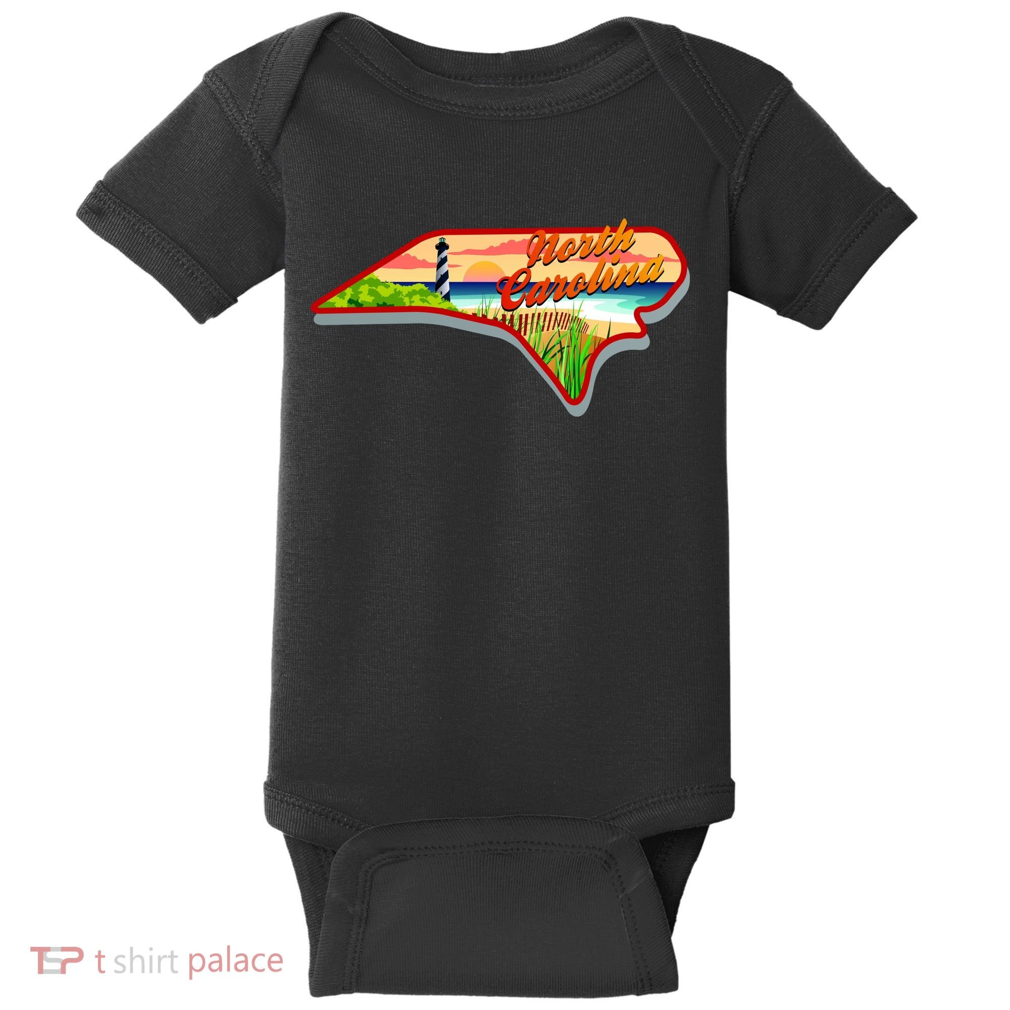 North Carolina Cartoon Illustration Baby Bodysuit