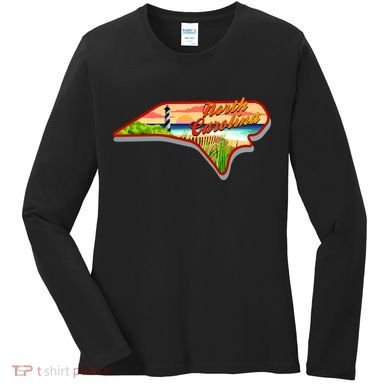 North Carolina Cartoon Illustration Women's Long Sleeve Shirt