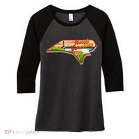North Carolina Cartoon Illustration Women's Tri-Blend 3/4-Sleeve Raglan Shirt thumb 0