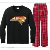 North Carolina Cartoon Illustration Kids Long Sleeve Plaid Pajama Set thumb 0